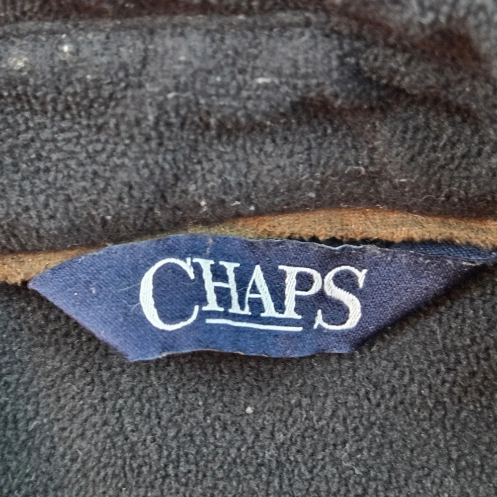 Chaps‎ Fleece Shirt Jacket Mens Medium Black Snap Button Workwear Shacket Solid